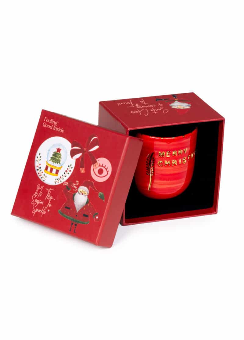 (Özel Hediye Kutulu) Xmas Happy New Year Kırmızı Handmade Seramik Mood Mug - Görsel 6