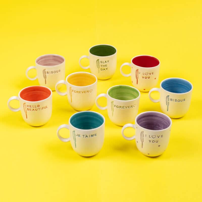 BISOUS Kulplu Pembe Mug - L'AMOUR PARIS - Görsel 3