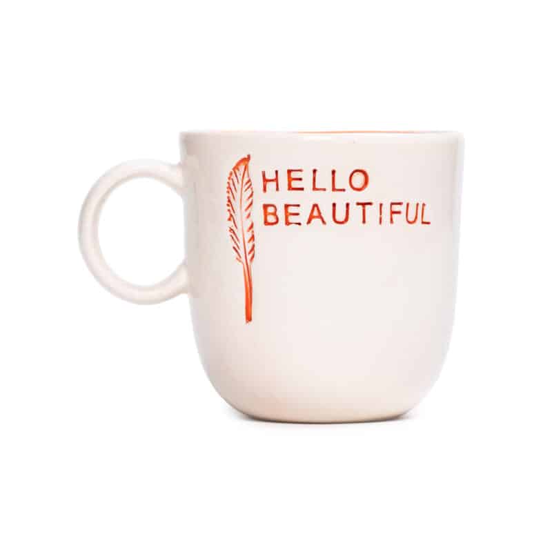 HELLO BEAUTIFUL Kulplu Turuncu Mug - L'AMOUR PARIS - Görsel 2